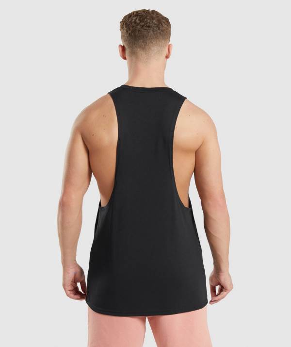 Panske Tielko Gymshark Legacy Drop Arm Čierne | KU3520476